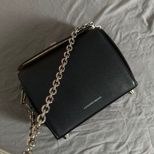 Alexander McQueen Box 16 leather crossbody bag Navy color + silver